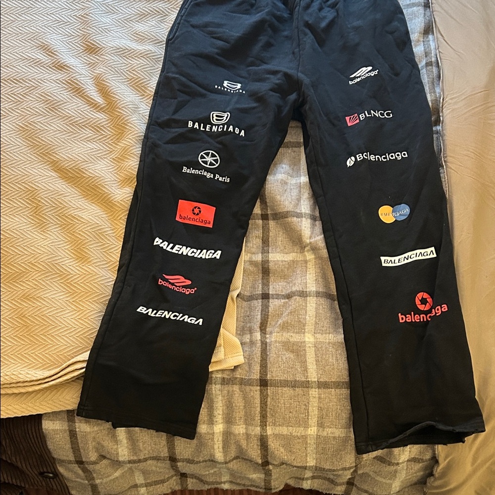 Balenciaga Black Multi-Logo Sweatpants